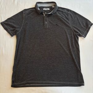 Tommy Bahama Men's XL Polo Shirt - Charcoal Gray Striped - Short Sleeve